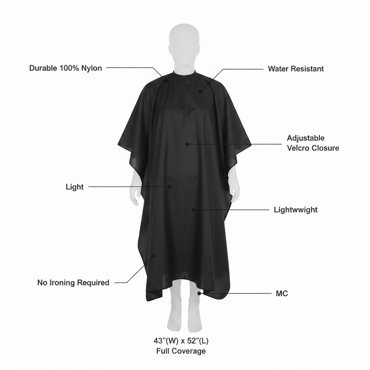 Annie Cutting Cape Velcro Closure, 1 Count, Black