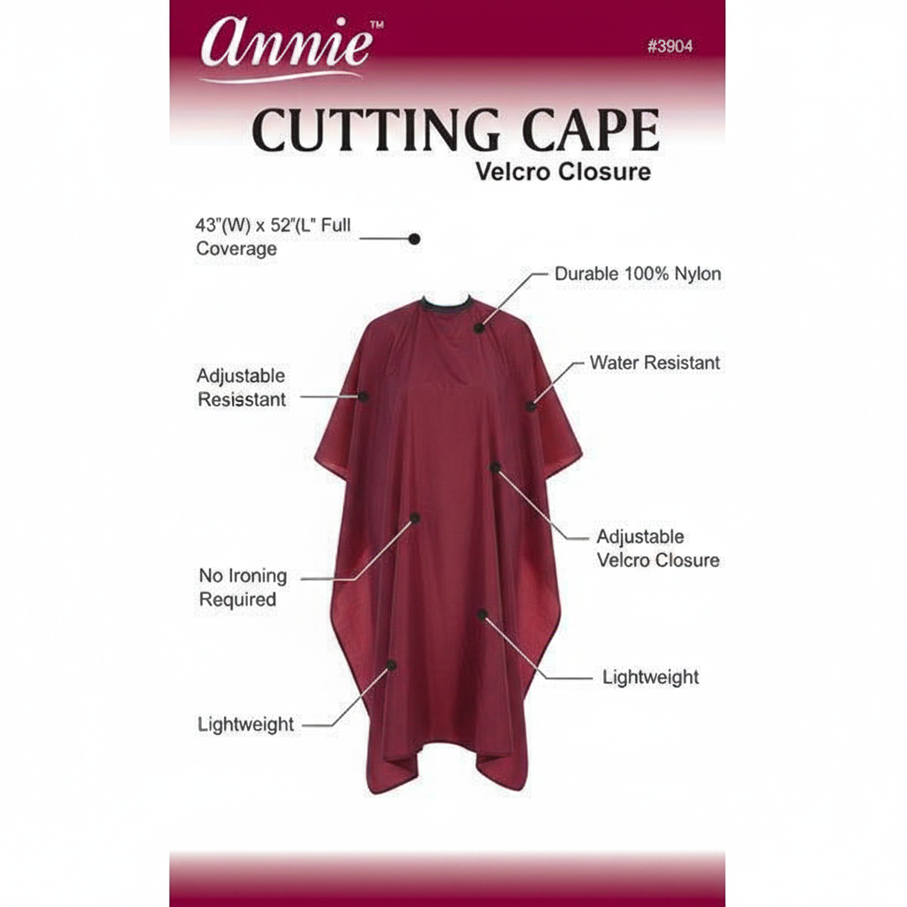 Annie Cutting Cape Velcro Closure, 1 Count, Burgundy