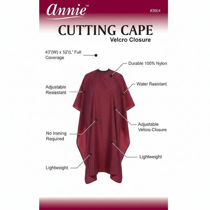 Annie Cutting Cape Velcro Closure, 1 Count, Burgundy