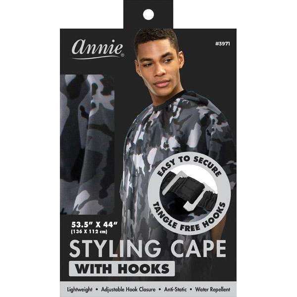 Annie Premium Styling Cape with Stretchable Hook, 1 Count, Camo