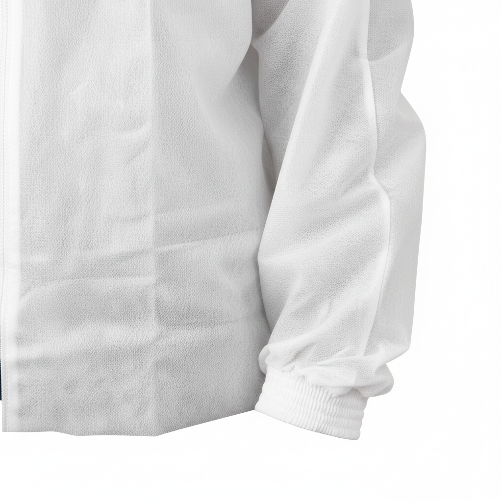 Annie Disposable Protective Jacket w Zipper, 1 Count, White