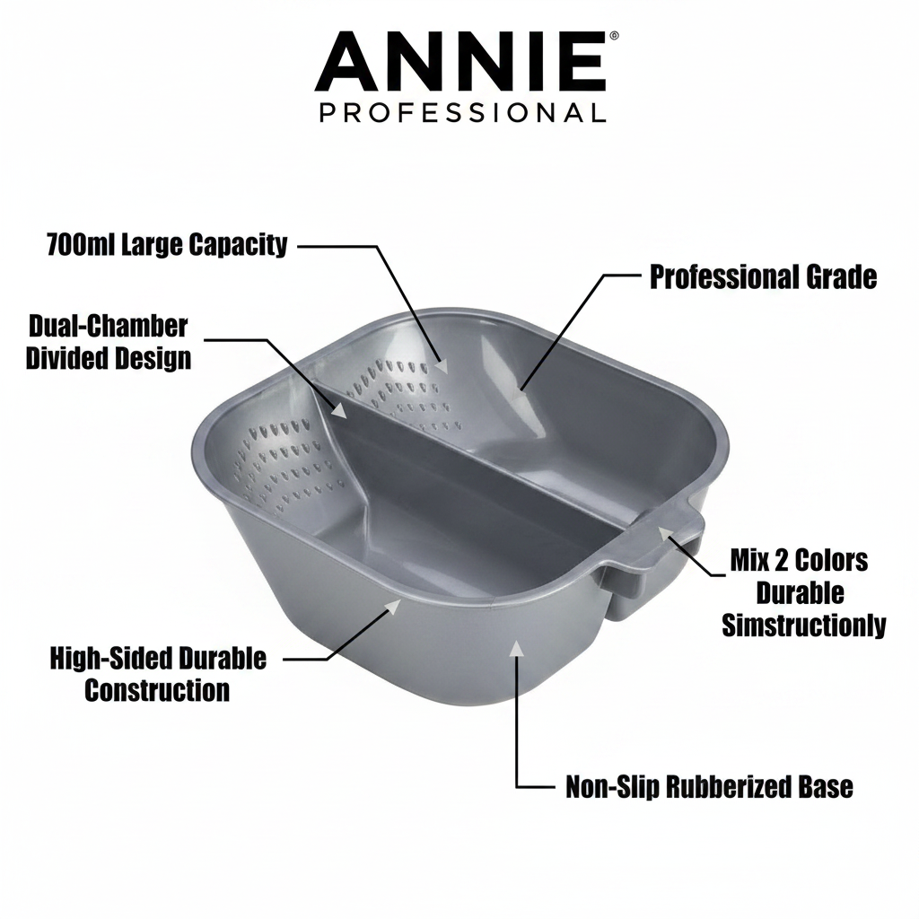 Annie Divided Hair Dye & Tint Bowl with Rubber 700ml, 1 Count, Grey