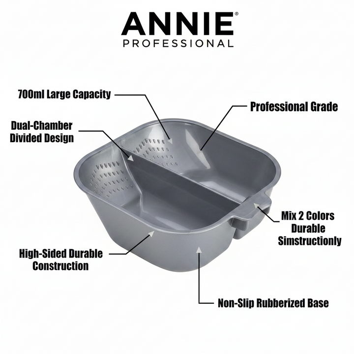 Annie Divided Hair Dye & Tint Bowl with Rubber 700ml, 1 Count, Grey