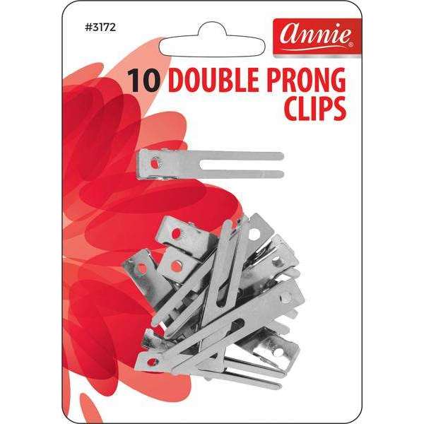 Annie Double Prong Metal Hair Clips, 10 Count, Silver