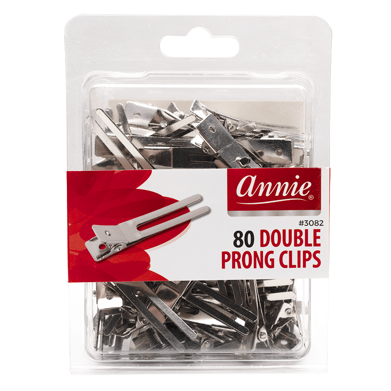 Annie Double Prong Metal Hair Clips, 80 Count, Silver