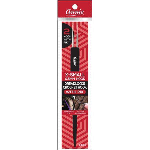 Annie Dreadlocks Crotchet Needle with Pik 2-Hook 0.5mm, 1 Count, Assorted Colors
