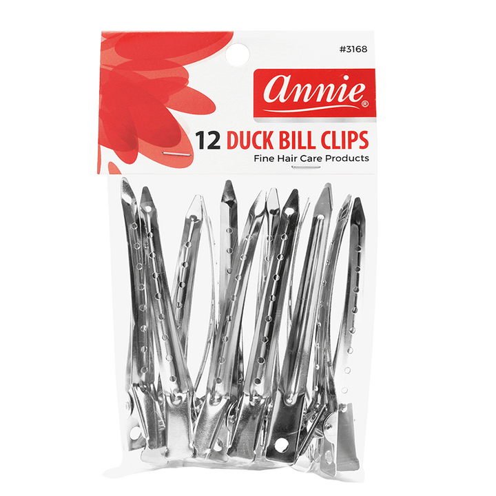 Annie Duck Bill Metal Hair Clips 12cm, 12 Count, Silver