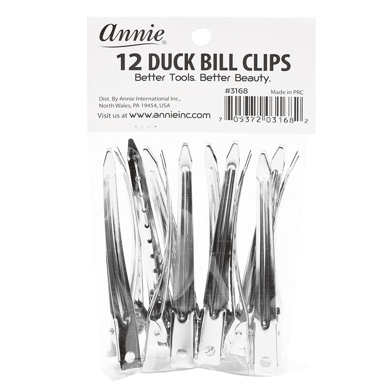 Annie Duck Bill Metal Hair Clips 12cm, 12 Count, Silver