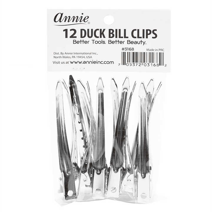 Annie Duck Bill Metal Hair Clips 12cm, 12 Count, Silver