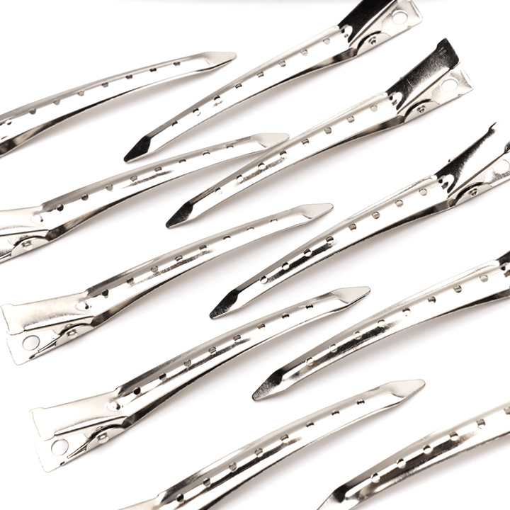 Annie Duck Bill Metal Hair Clips 12cm, 12 Count, Silver