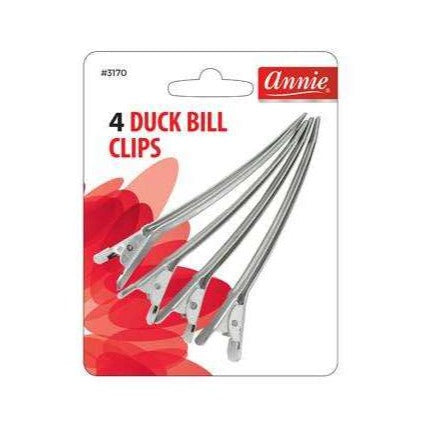 Annie Duck Bill Metal Hair Clips Large, 4 Count, Silver
