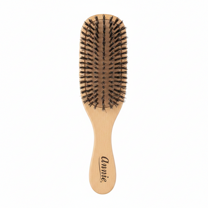 Annie Easy Style Hard Wave Brush Boar & Nylon Bristle, 1 Count, Light Brown
