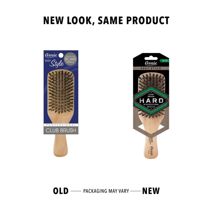 Annie Easy Style Hard Club Brush Boar & Nylon Bristle, 1 Count, Light Brown