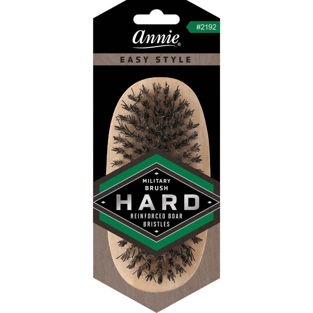 Annie Easy Style Hard Military Brush Boar & Nylon Bristle, 1 Count, Light Brown