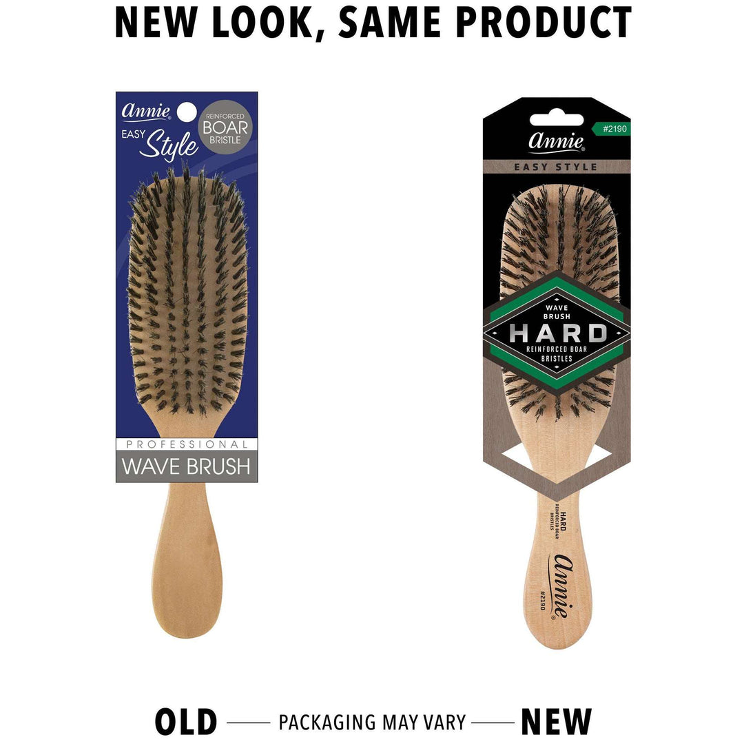 Annie Easy Style Hard Wave Brush Boar & Nylon Bristle, 1 Count, Light Brown