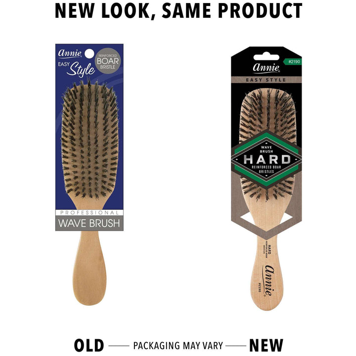 Annie Easy Style Hard Wave Brush Boar & Nylon Bristle, 1 Count, Light Brown