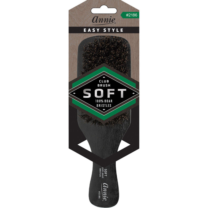 Annie Easy Style Soft Club Brush, 100% Boar Bristle, Black