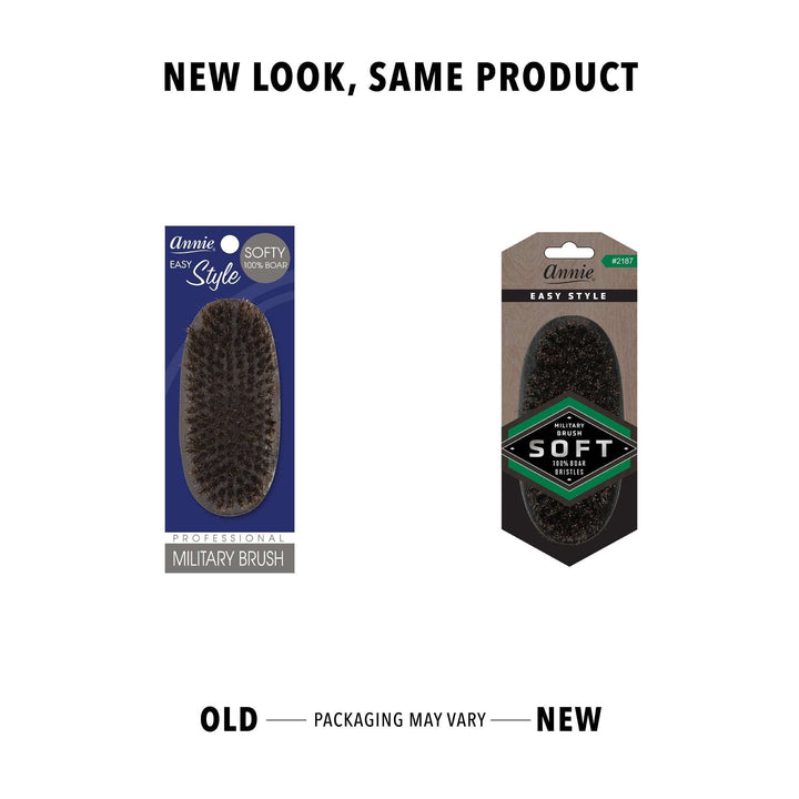 Annie Easy Style Soft Military Brush, 100% Boar Bristle, Black