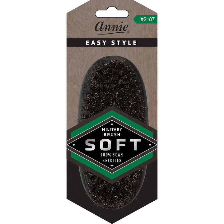 Annie Easy Style Soft Military Brush, 100% Boar Bristle, Black