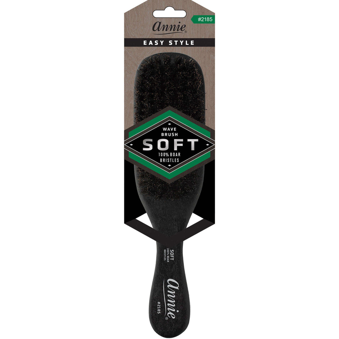 Annie Easy Style Soft Wave Brush, 100% Boar Bristle, Black