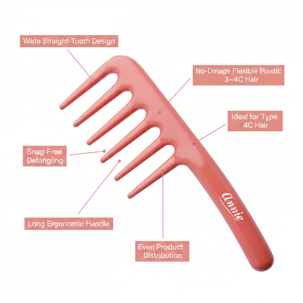Annie Effortless Detangler Comb, 1 Count, Orange