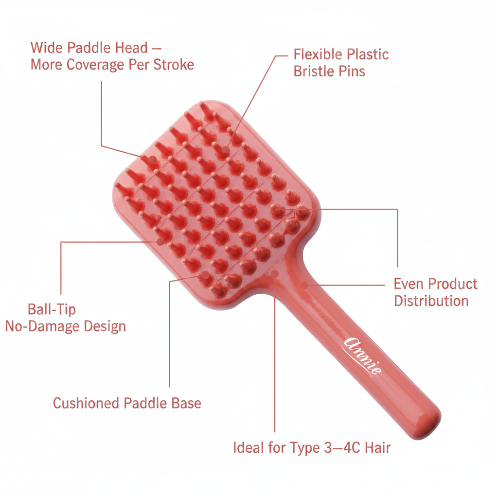 Annie Effortless Detangler Paddle Brush, 1 Count, Orange