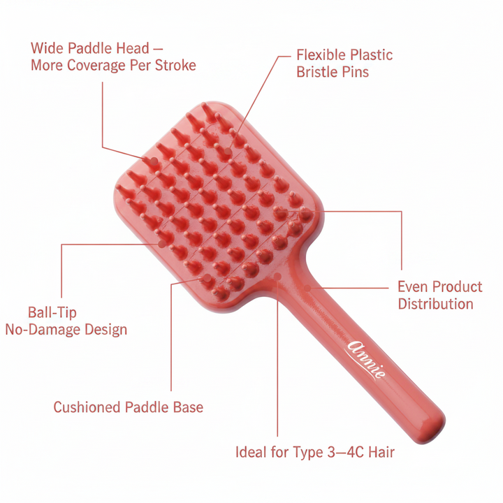 Annie Effortless Detangler Paddle Brush, 1 Count, Orange