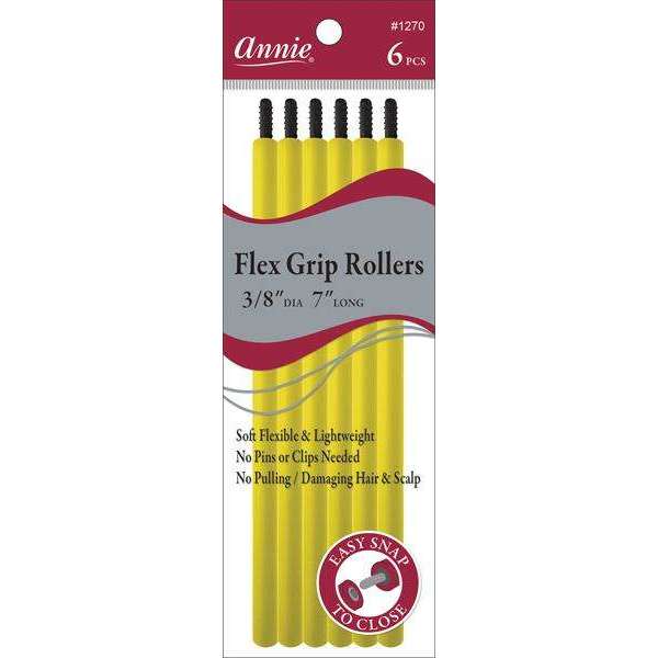 Annie Flex Grip Hair Rollers 3/8 Inch, 6 Count, Yellow