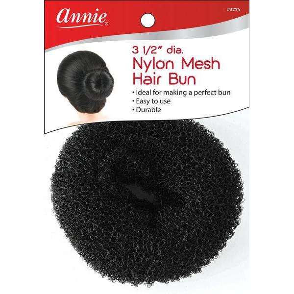 Annie Hair Bun Donut Nylon Mesh 3.5 Inch, 1 Count, Black