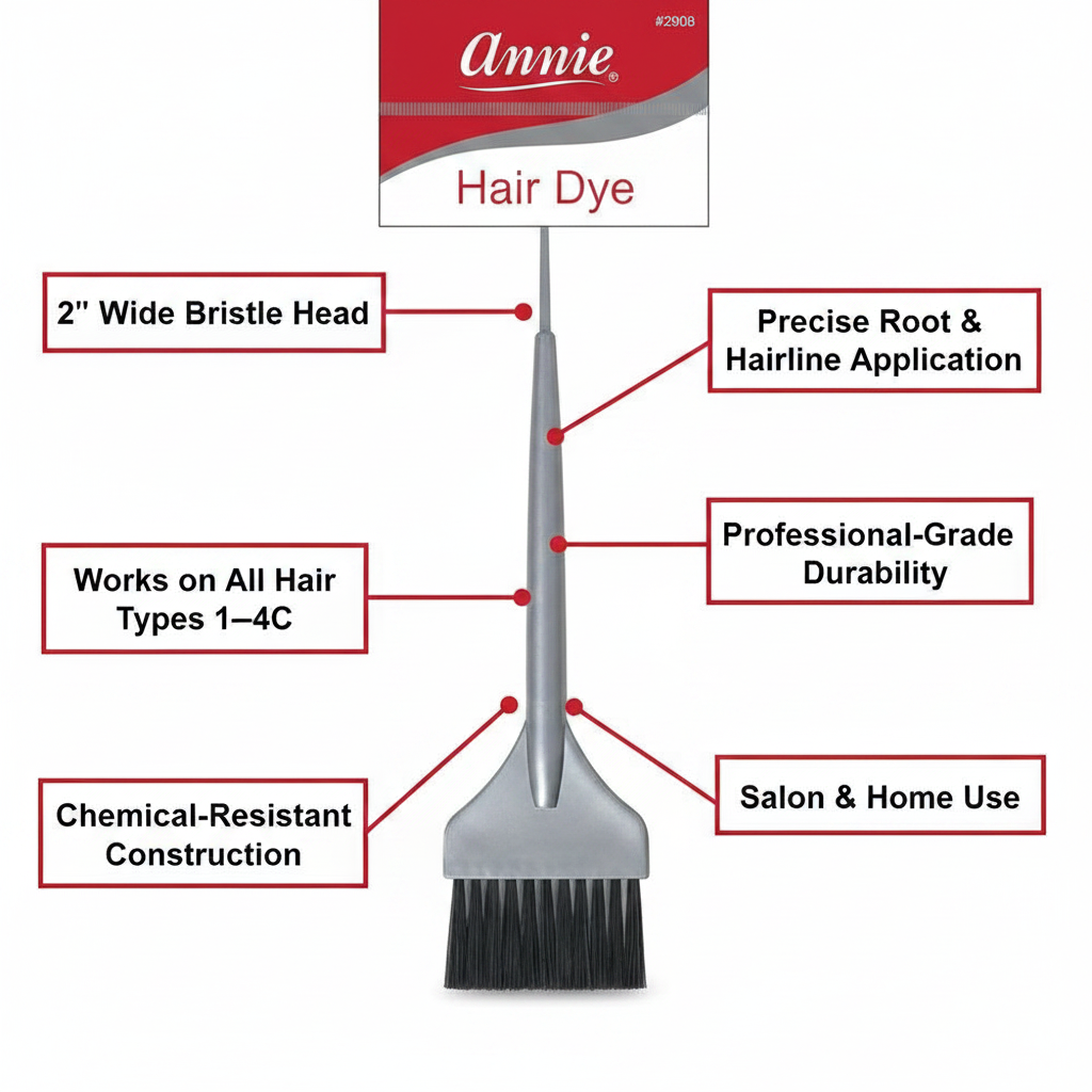 Annie Hair Dye & Tint Brush Large 2 Inch, 1 Count, Grey