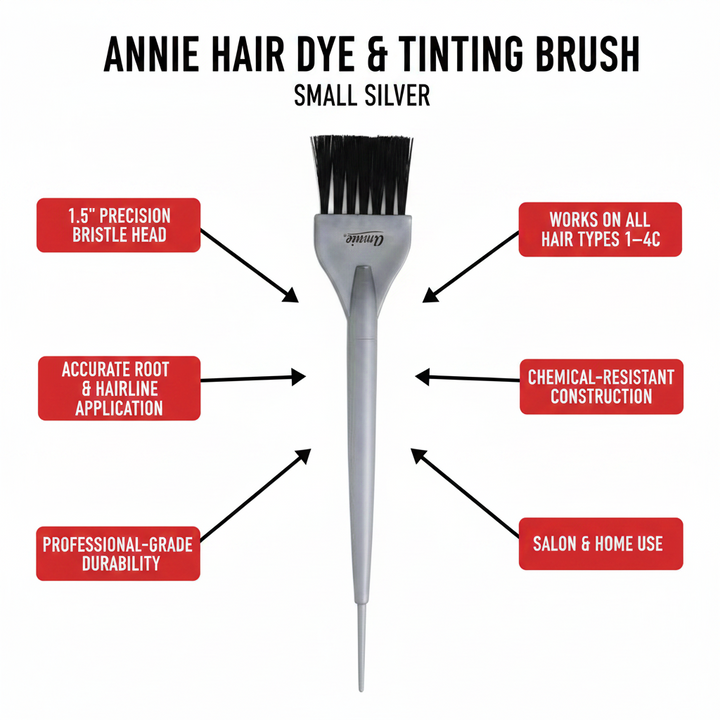 Annie Hair Dye & Tinting Brush Small, 1 Count, Silver