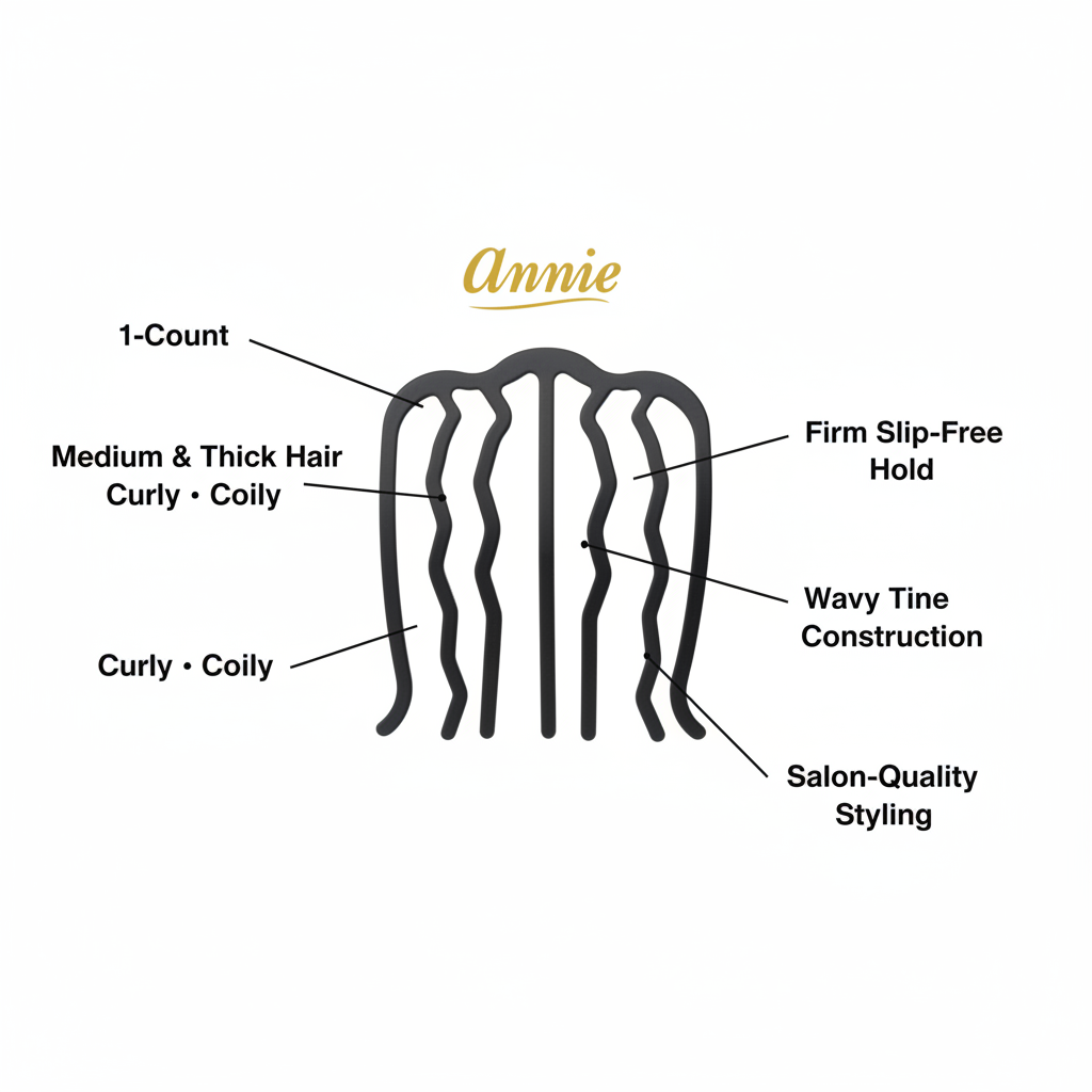 Annie Hair Fork Pin Medium, 1 Count, Black