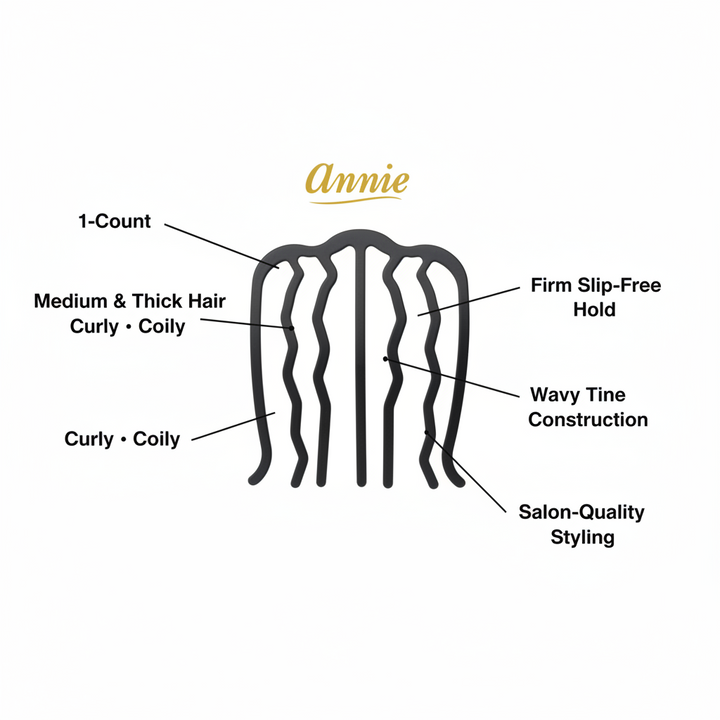Annie Hair Fork Pin Medium, 1 Count, Black