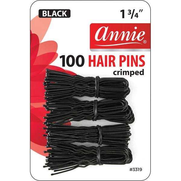Annie Hair Pins Crimped 1 3/4 Inch, 100 Count, Black