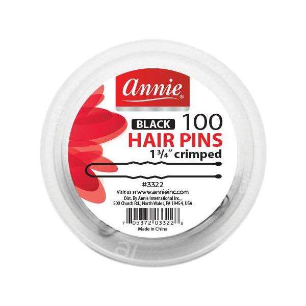Annie Hair Pins Crimped 1 3/4 Inch, 100 Count, Black