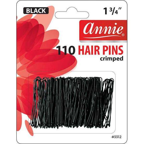 Annie Hair Pins Crimped 1 3/4 Inch, 110 Count, Black