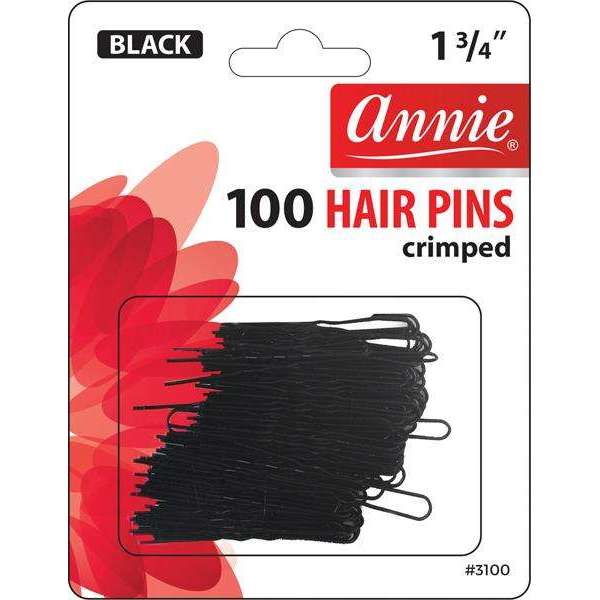 Annie Hair Pins Crimped 1 3/4 Inch, 100 Count, Black