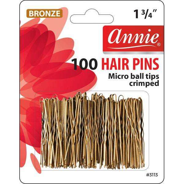 Annie Hair Pins Crimped & Microball Tipped 1 3/4 Inch, 100 Count, Bronze