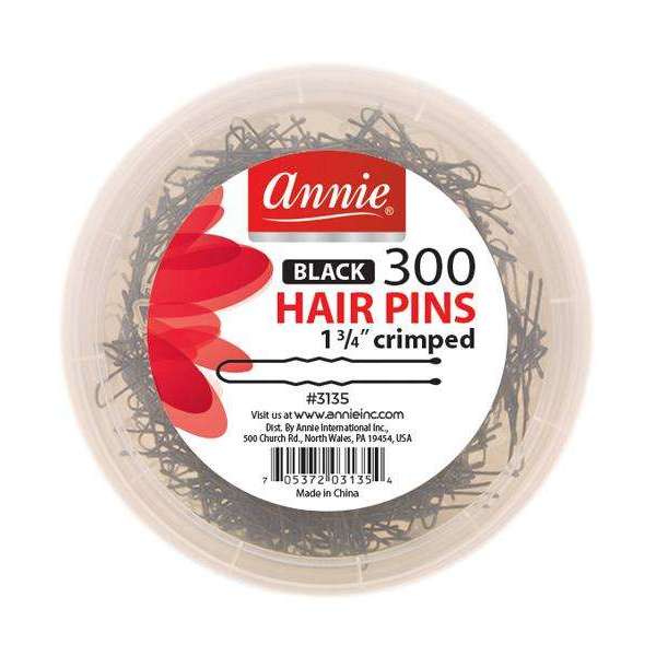 Annie Hair Pins Crimped 1 3/4 Inch, 300 Count, Black