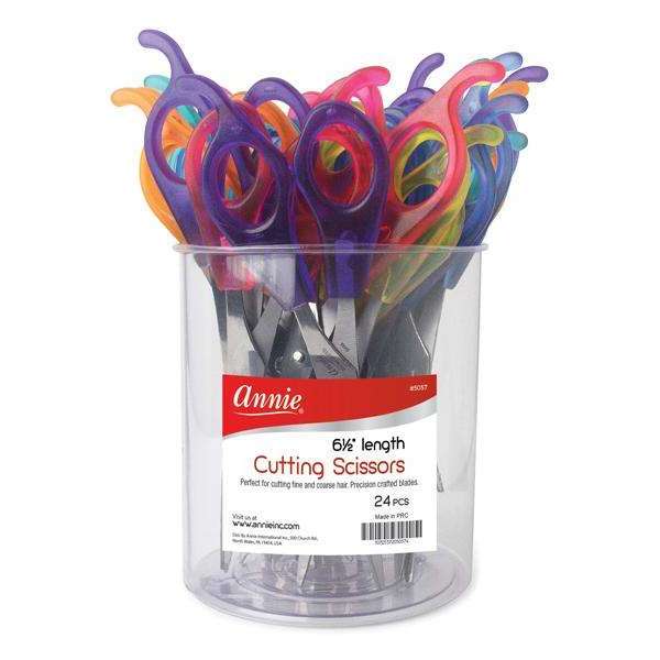 Annie Hair Shears 6.5 Inch, 24 Count, Transparent Assorted Colors