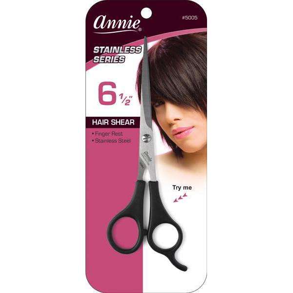 Annie Stainless Steel Hair Shears 6.5 Inch, 1 Count, Black