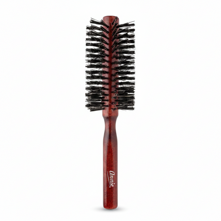 Annie Hard Boar & Nylon Bristle Round Brush 2 1/8 Inch, 1 Count, Dark Brown