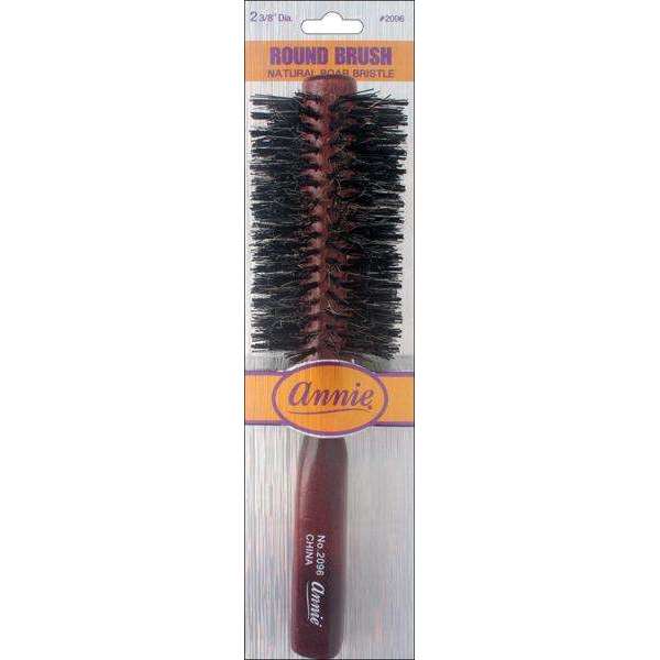 Annie Hard Boar & Nylon Bristle Round Brush, 2 3/8 Inch, 1 Count, Dark Brown