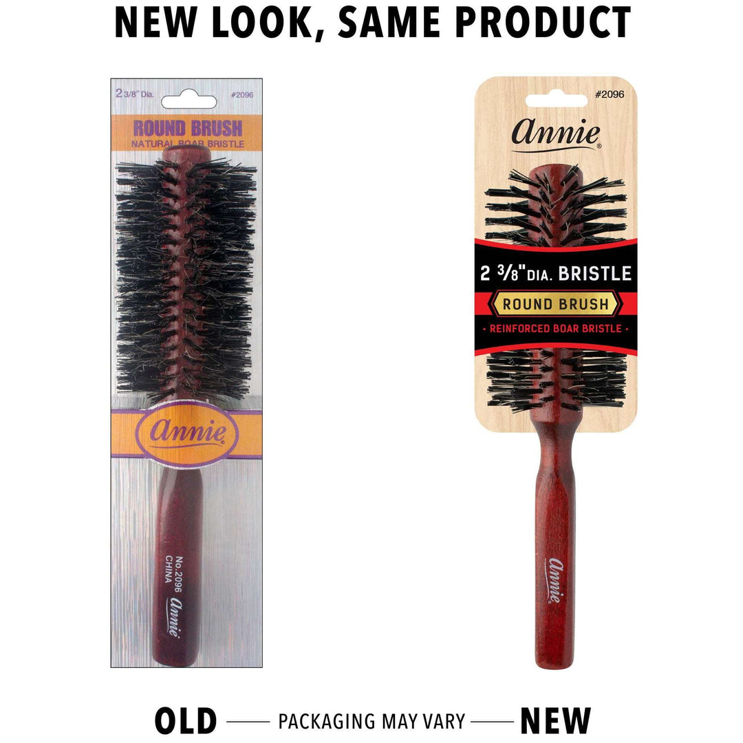 Annie Hard Boar & Nylon Bristle Round Brush, 2 3/8 Inch, 1 Count, Dark Brown