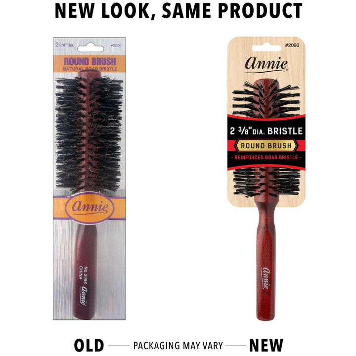 Annie Hard Boar & Nylon Bristle Round Brush, 2 3/8 Inch, 1 Count, Dark Brown