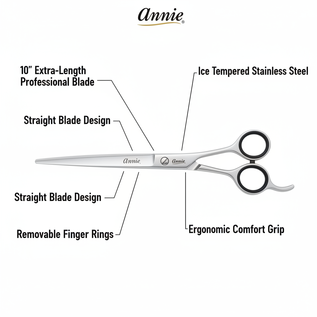Annie Ice Tempered Stainless Steel Hair Shears 10 Inch, 1 Count, Silver