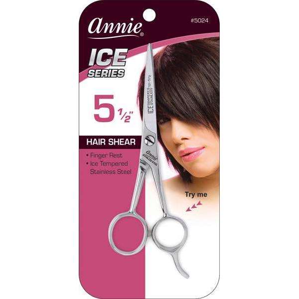 Annie Ice Tempered Stainless Steel Hair Shears 5.5 Inch, 1 Count, Silver