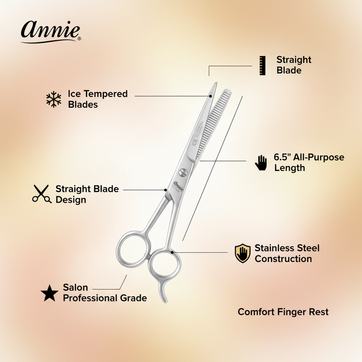 Annie Ice Tempered Stainless Steel Hair Shears 6.5 Inch, 1 Count, Silver