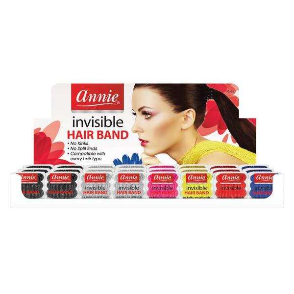 Annie Invisible Hair Band Display, Bulk Elastic Hair Bands, Assorted Color