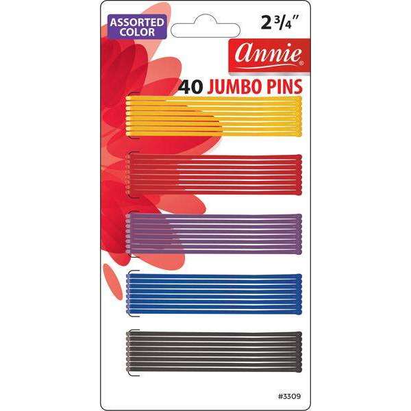 Annie Jumbo Pins 2 3/4 Inch, 40 Count, Assorted Color